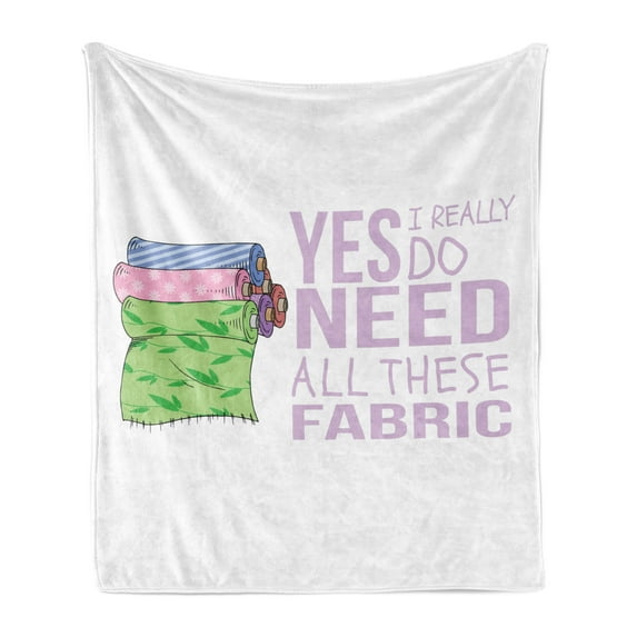Saying Soft Flannel Fleece Throw Blanket, Yes I Really Do Need All These Textile Product Cozy Feeling of Blankets Artwork, Cozy Plush for Indoor and Outdoor Use, 70" x 90", Pale Lilac, by Ambesonne