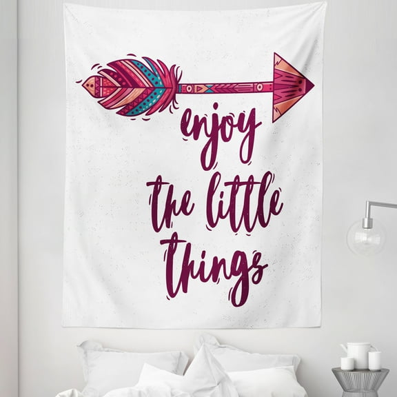 Saying Tapestry, Traditional Motif with Boho Inspirational Words, Fabric Wall Hanging Decor for Bedroom Living Room Dorm, 5 Sizes, Multicolor, by Ambesonne