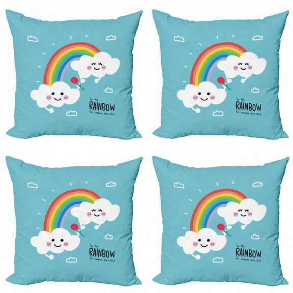 Ambesonne Saying Throw Pillow Cover 4 Pack, Be Rainbow Someone Saying, 24", Pale Sky Blue Multicolor