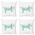 thumbnail image 1 of Saying Throw Pillow Cushion Case Pack of 4, Calligraphic Inscription Simplistic Style You Look Lettering, Modern Accent Double-Sided Print, 4 Sizes, Shamrock Green Grey, by Ambesonne, 1 of 2