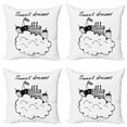 thumbnail image 1 of Saying Throw Pillow Cushion Case Pack of 4, Doodle Style Birthday Cake with Berry Fruits on a Cloud Monochrome Design, Modern Accent Double-Sided Print, 4 Sizes, Black and White, by Ambesonne, 1 of 2