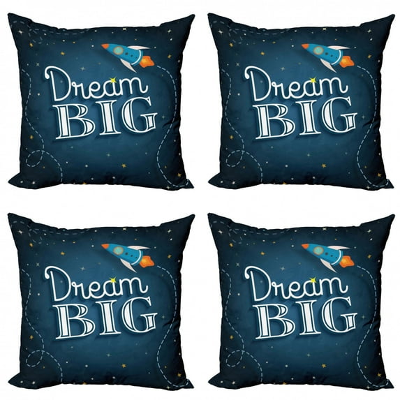 Ambesonne Saying Throw Pillow Cover 4 Pack, Dream Big Galaxy Space, 16", Multicolor