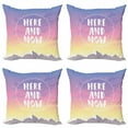 thumbnail image 1 of Saying Throw Pillow Cushion Case Pack of 4, Mountain Peaks and Dreamy Sky Background Here and Now Script Design, Modern Accent Double-Sided Print, 4 Sizes, Multicolor, by Ambesonne, 1 of 2