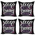 thumbnail image 1 of Saying Throw Pillow Cushion Case Pack of 4, Negative Coloring Effect on Sleep Less Dream More Inspirational Message, Modern Accent Double-Sided Print, 4 Sizes, Fuchsia Black and White, by Ambesonne, 1 of 2