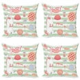 thumbnail image 1 of Saying Throw Pillow Cushion Case Pack of 4, Various Desserts in Cartoon Style Funny on Green Stripes Unicorn Eating Donut, Modern Accent Double-Sided Print, 4 Sizes, Multicolor, by Ambesonne, 1 of 2