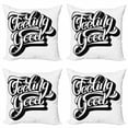 thumbnail image 1 of Saying Throw Pillow Cushion Case Pack of 4, Vintage Style Calligraphic Design with Hand Lettering Hipster, Modern Accent Double-Sided Print, 4 Sizes, Charcoal Grey White, by Ambesonne, 1 of 2