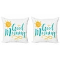 thumbnail image 1 of Ambesonne Saying Throw Pillow Cover 2 Pack, Smiling Sun and Wavy Letters, 18", Turquoise Earth Yellow, 1 of 2