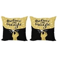 thumbnail image 1 of Saying Throw Pillow Cushion Cover Pack of 2, Believe in Magic Words with Doodle Simplistic Stars Space Themed Composition, Zippered Double-Side Digital Print, 4 Sizes, Yellow and Black, by Ambesonne, 1 of 2