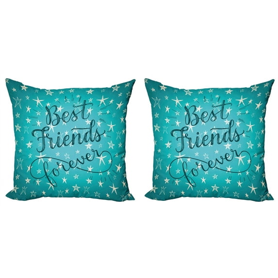 Ambesonne Saying Throw Pillow Cover 2 Pack, Best Friends Forever, 18", Pale Green Dark Teal