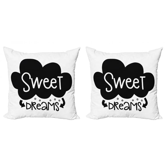Ambesonne Saying Throw Pillow Cover 2 Pack, Cloud with Arrows, 20", Black and White