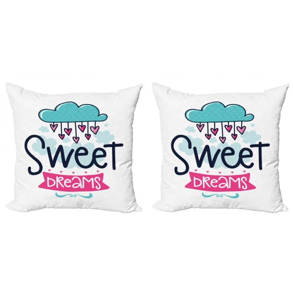 Ambesonne Saying Throw Pillow Cover 2 Pack, Cartoon Clouds, 24", Multicolor