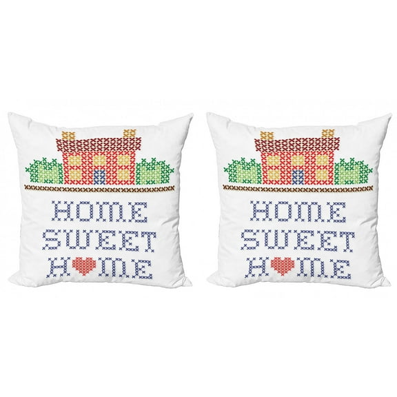 Ambesonne Saying Throw Pillow Cover 2 Pack, Shape Stitch, 20", Multicolor