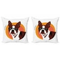 thumbnail image 1 of Saying Throw Pillow Cushion Cover Pack of 2, Cool Dog with Retro Sunglasses Animal Portrait on Circular Background with Words, Zippered Double-Side Digital Print, 4 Sizes, Multicolor, by Ambesonne, 1 of 2