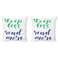 thumbnail image 1 of Saying Throw Pillow Cushion Cover Pack of 2, Educational Funky Brushed Hand Lettering Sleep Less Read More, Zippered Double-Side Digital Print, 4 Sizes, Blue Violet Jade Green, by Ambesonne, 1 of 2