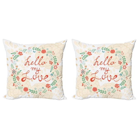 Ambesonne Saying Throw Pillow Cover 2 Pack, Hello My Love Typography, 18", Multicolor