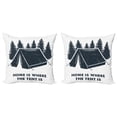 thumbnail image 1 of Ambesonne Saying Throw Pillow Cover 2 Pack, Home is Where the Tent is, 20", Dark Blue and White, 1 of 2