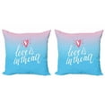 thumbnail image 1 of Saying Throw Pillow Cushion Cover Pack of 2, Love is in the Air Phrase for Romantic Couples on Pink and Blue Backdrop, Zippered Double-Side Digital Print, 4 Sizes, Sky Blue Pink White, by Ambesonne, 1 of 2