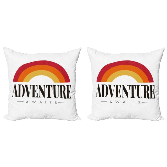 Ambesonne Saying Throw Pillow Cover 2 Pack, Tangerine Rainbow Wording, 24", White Multicolor