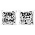 thumbnail image 1 of Saying Throw Pillow Cushion Cover Pack of 2, Monochromatic Design Dare to Be Different Lettering Curly Ornaments, Zippered Double-Side Digital Print, 4 Sizes, Charcoal Grey White, by Ambesonne, 1 of 2