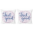 thumbnail image 1 of Saying Throw Pillow Cushion Cover Pack of 2, Motivational Phrase in Blue Shade Surrounded by Pink Doodle Circles, Zippered Double-Side Digital Print, 4 Sizes, Navy Blue Magenta White, by Ambesonne, 1 of 2