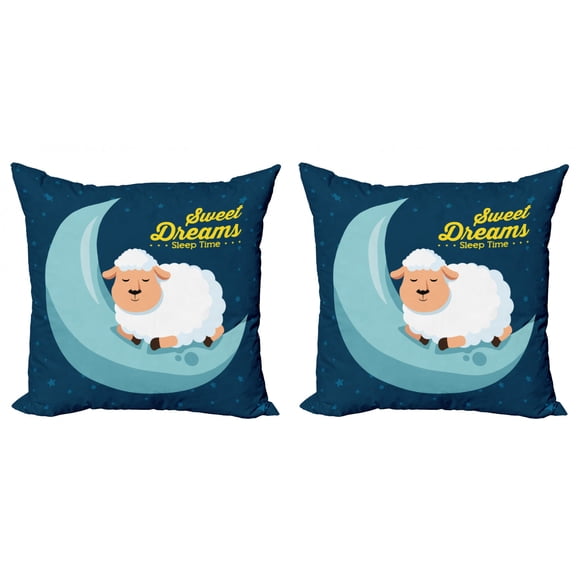 Ambesonne Saying Throw Pillow Cover 2 Pack, Night Sky Sheep, 16", Multicolor