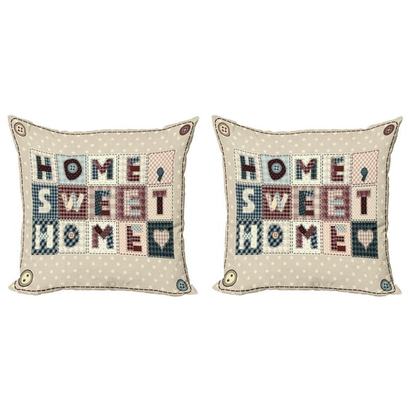 Ambesonne Saying Throw Pillow Cover 2 Pack, Patchwork Style, 20", Multicolor