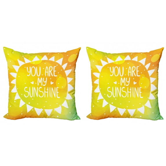 Ambesonne Yellow Throw Pillow Cover 2 Pack, Sun Love Art, 16", Yellow