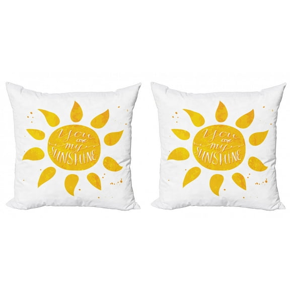 Ambesonne Yellow Throw Pillow Cover 2 Pack, Sun Romance Words White, 24", Yellow
