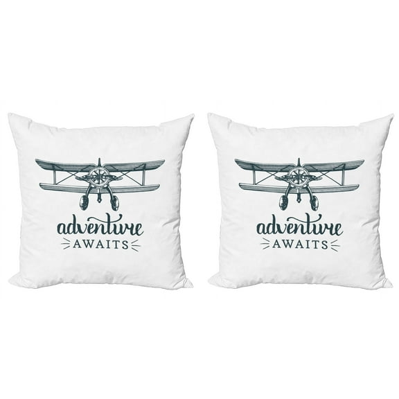 Ambesonne Saying Throw Pillow Cover 2 Pack, Freedom Adventure Message, 18", Dark Petrol Blue White