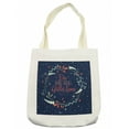thumbnail image 1 of Saying Tote Bag, Romantic Floral Wreath with Laurel Leaves Loving Wishes Calligraphy Vintage, Cloth Linen Reusable Bag for Shopping Books Beach and More, 16.5" X 14", Cream, by Ambesonne, 1 of 2