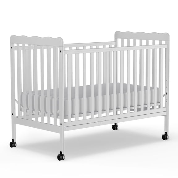 Saylike Baby Crib, 3-in-1 Convertible Crib Wood Full Size Toddler Bed with Locking Wheels for Nursery Furniture, Non-Toxic Finish