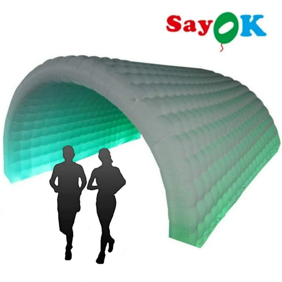 Sayok 16.5x10x10ft LED Inflatable Tunnel White Sports Entrance Tent for Event Party Promotion
