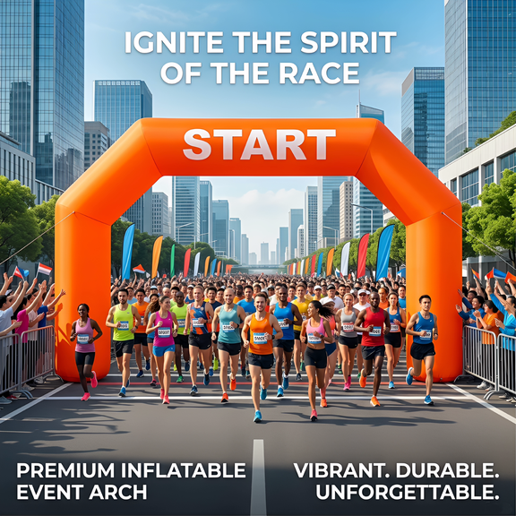 Sayok 20ft Portable Inflatable Arch Orange Built-in Air Blower with Removable Start Finish Line Banners Inflatable Archway for Race Outdoor Advertising Commerce