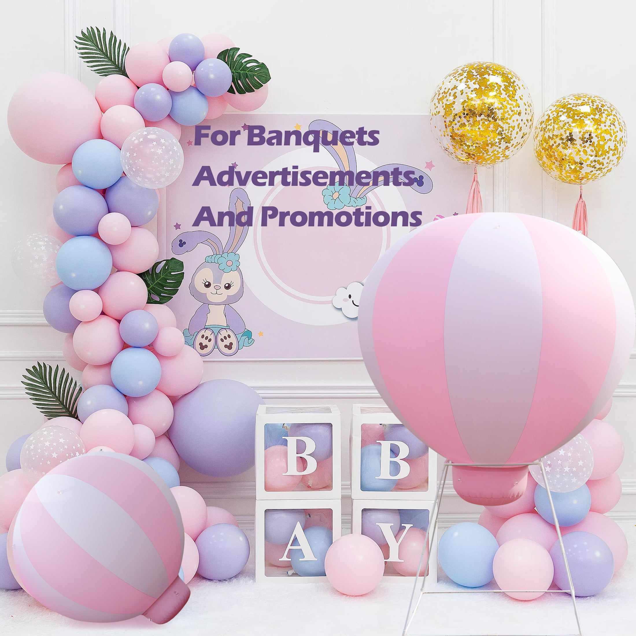 Sayok 5ft Half Inflatable Hot Air Balloon with Air Pump, Baby Shower Party  Decoration Balloon Inflatable Hanging Balloon for Nursery Decor/ Birthday