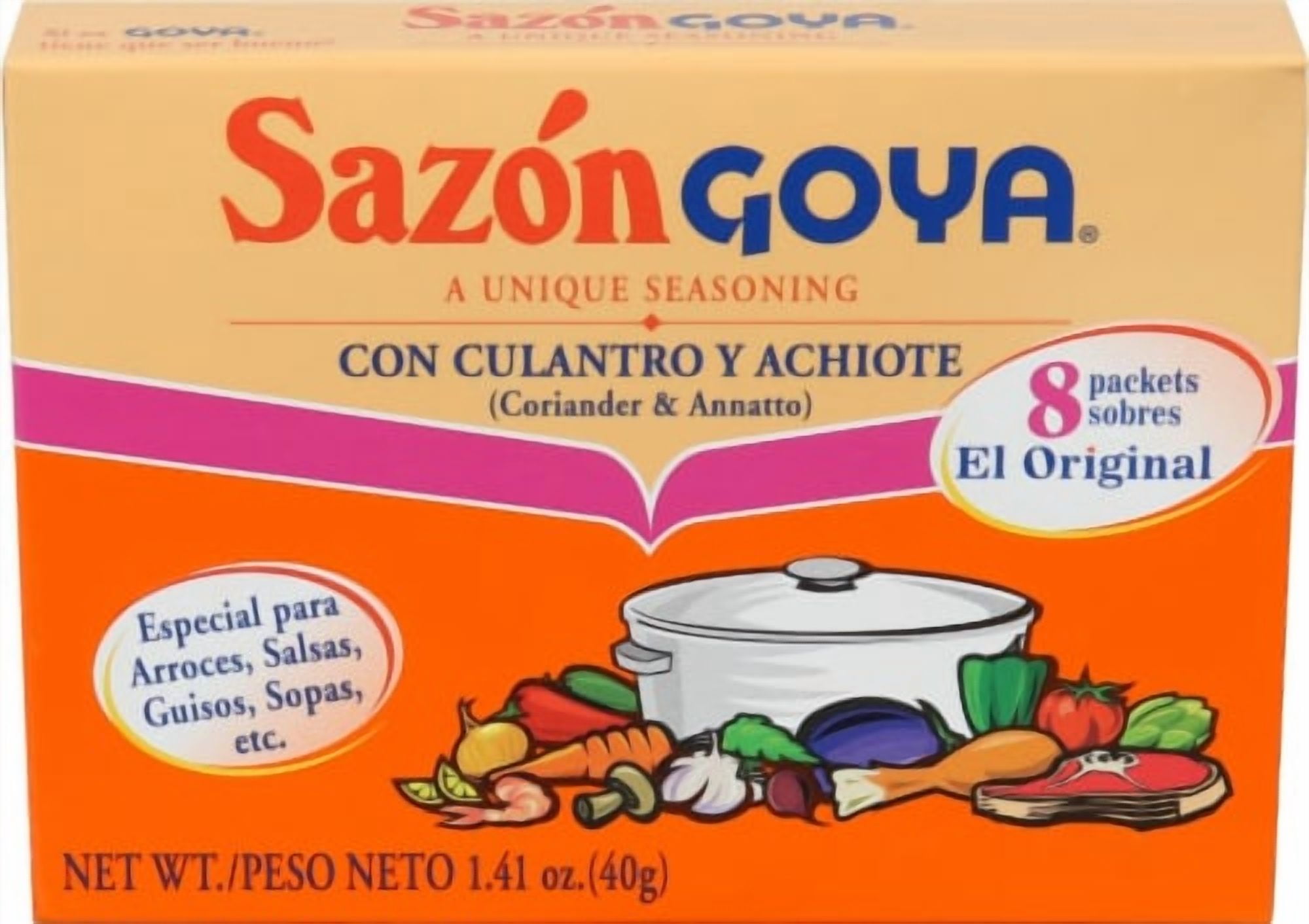 Sazon Goya Coriander and Annatto Seasoning 1.41 oz - Pack of 2