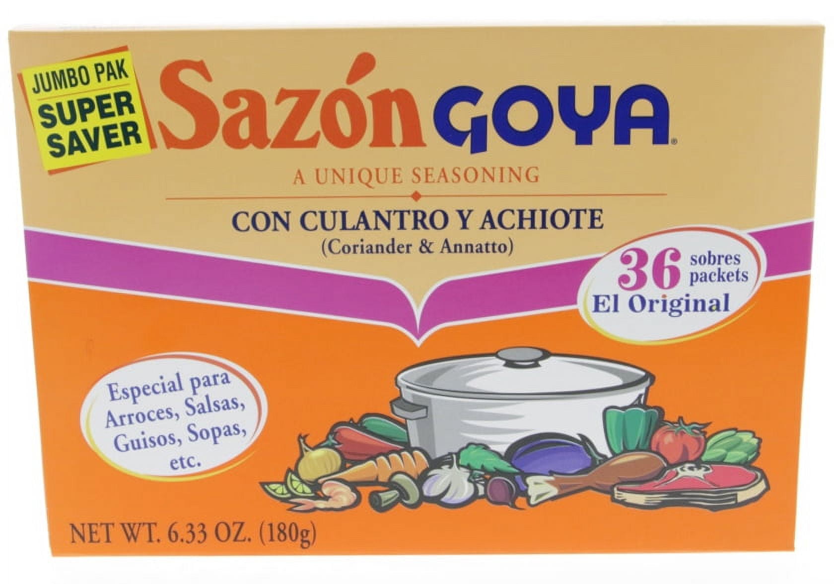 GOYA Sazon with Coriander and Annatto Seasoning Mix, 36 Packets, 6.33 oz Box