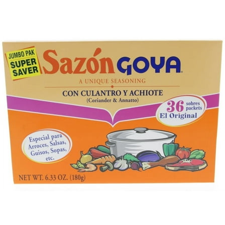 GOYA Sazon with Coriander and Annatto Seasoning Mix, 36 Packets, 6.33 oz Box
