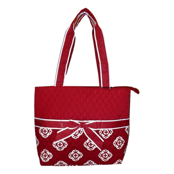 SazyBee 3 piece Diaper Tote Bag Set - Custom Embroidery Available Burgundy Medallions
