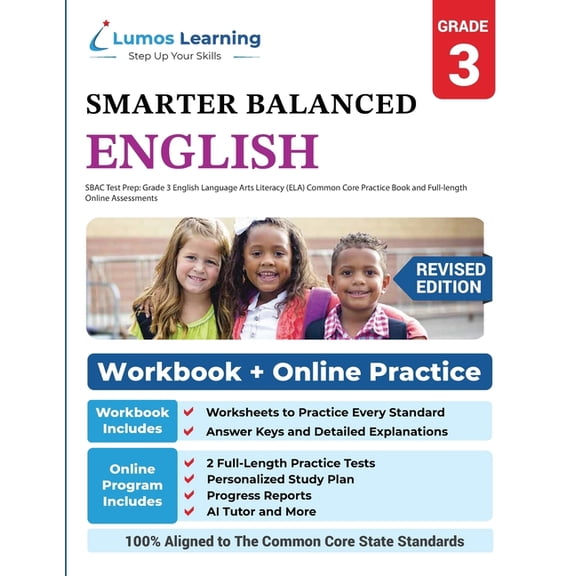 SBAC Test Prep: Grade 3 English Language Arts Literacy (ELA) Common Core Practice Book and Full-length Online Assessment, (Paperback)