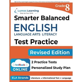 SBAC Test Prep : Grade 8 English Language Arts Literacy (ELA) Common Core Practice Book and Full-length Online Assessments: Smarter Balanced Study Guide (Paperback)