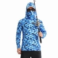 thumbnail image 1 of Sbart Men’s Premium Fishing Shirt with Hoodie Face Mask Lightweight Sun Protection UPF 50+ Long Sleeve for Fishing Hunting Hiking Biking Outdoor Sports Outdoor Activities Camouflage Blueblack Color, 1 of 7