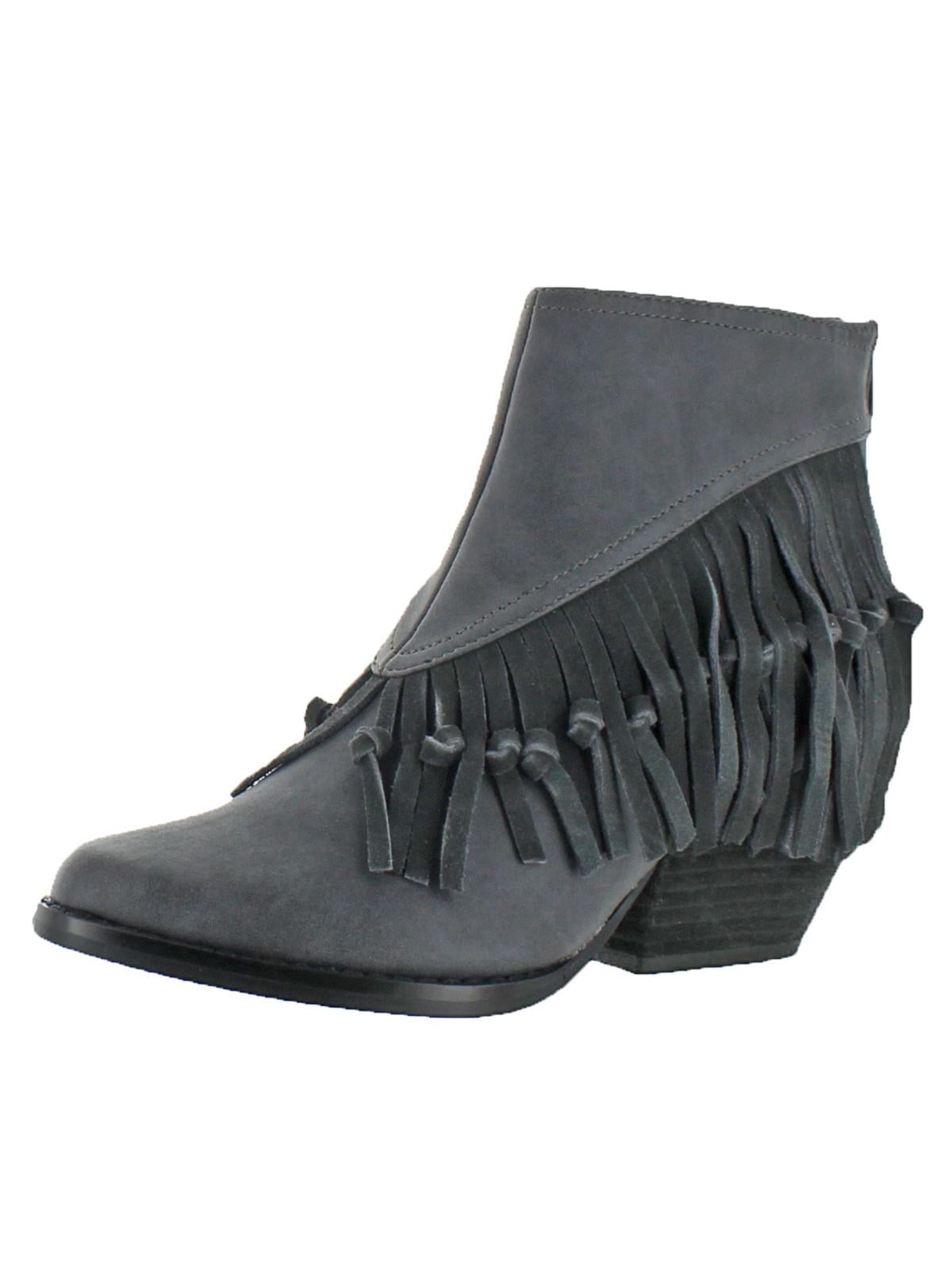Gray fringe booties deals