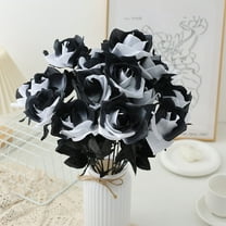 Sbnonk Artificial Flower Black Rose Artificial Silk Flower Artificial Rose Suitable for Halloween Family Wedding Party Decoration Halloween Decorations Indoor Gray