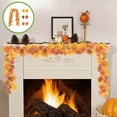thumbnail image 1 of Sbnonk Halloween Thanksgiving Decorations Artificial Leaf Garland Rattan Hanging Pumpkin Maple Leaf Garland Indoor Home Halloween Christmas Party Fireplace Decorations（Red）, 1 of 6