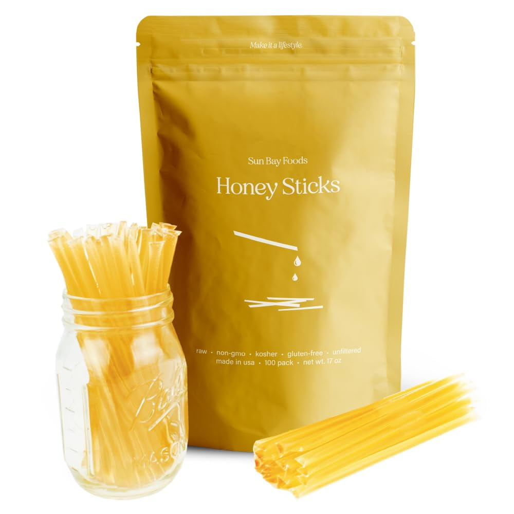 SBO Honey Sticks - 100 Count of Raw Unfiltered Non-GMO Single Serve ...