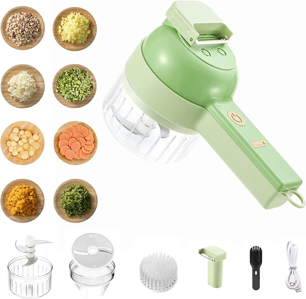 Sboly 4 in 1 Electric Vegetable Cutter, Handheld Vegetable Chopper for  Garlic Pepper Chili Onion Celery 