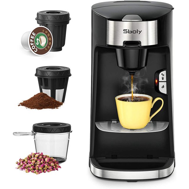 Sboly Coffee Machine 3 in 1, Tea & Coffee Maker for K Cup, Ground