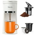 thumbnail image 1 of Sboly Mini Single Serve Coffee Maker, Instant Coffee Maker One Cup for K Cup & Ground Coffee, 6 to 12 oz Brew Sizes, Capsule Coffee Machine with Water Window and Descaling Reminder, White, 1 of 7