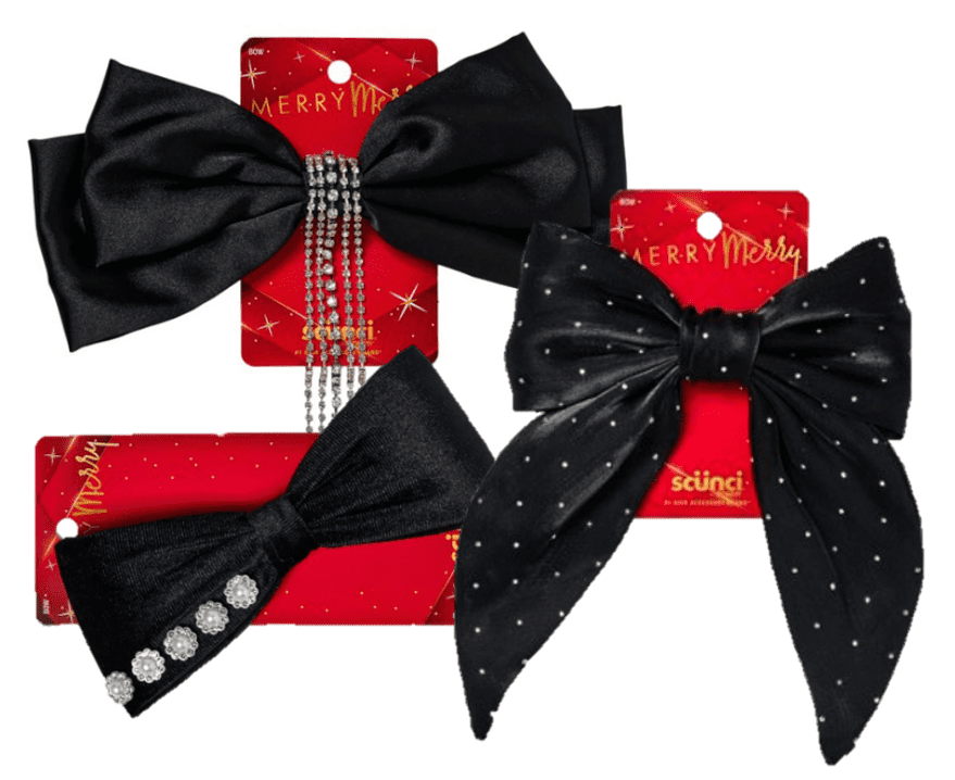 Scünci Holiday Black Bow Set, 3 ct