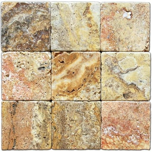 Scabos Travertine 4 X 4 Tile, Tumbled - Box of 5 sq. ft.$$Tools & Hardware Other